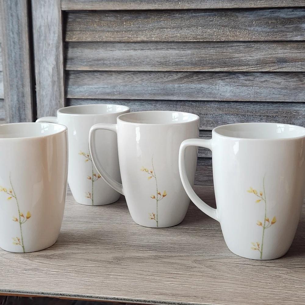 Corelle Coordinates Kobe Porcelain Coffee Mugs Cups Set of 4 Discontinued